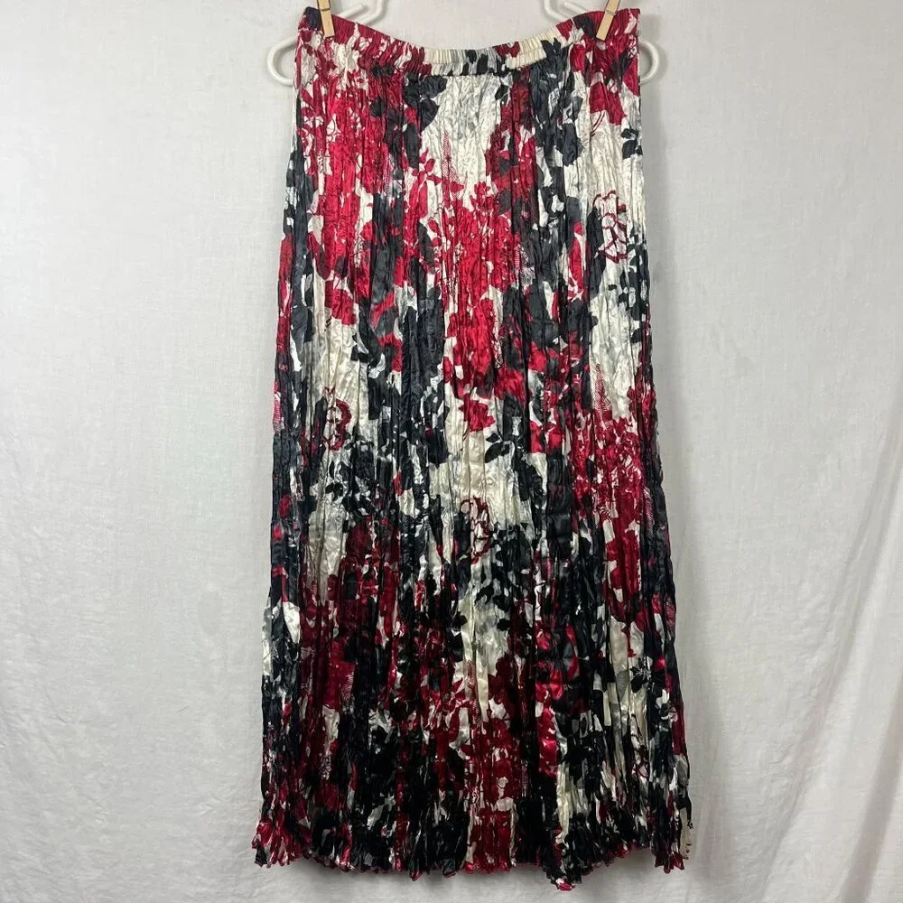 NEW Vintage Y2K Satin Crinkle‎ Broomstick Maxi Skirt Womens L Whimsygoth Witchy